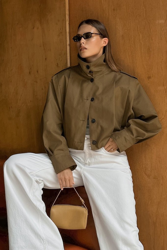 Giacca utility corta Julia con pieghe
