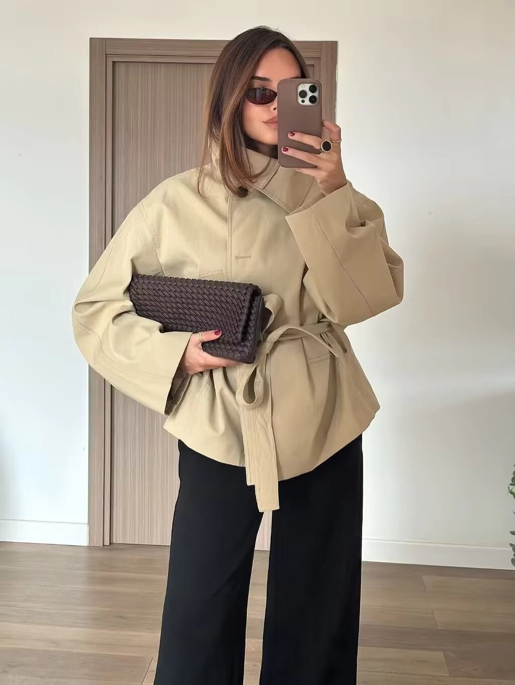 Trench coat Helena asimmetrico con cintura