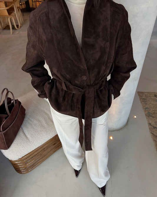 Trench coat in suede con cintura Annie