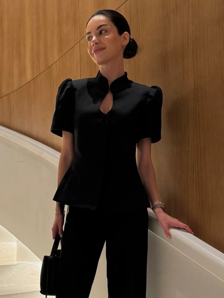 Top Sienna con collo alto
