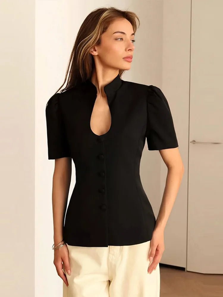 Top Sienna con collo alto