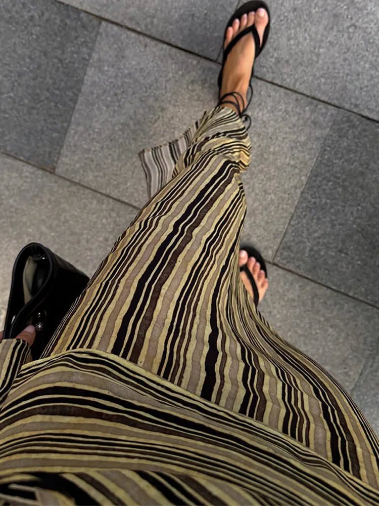 Abito lungo a righe con scollo a V Tessa