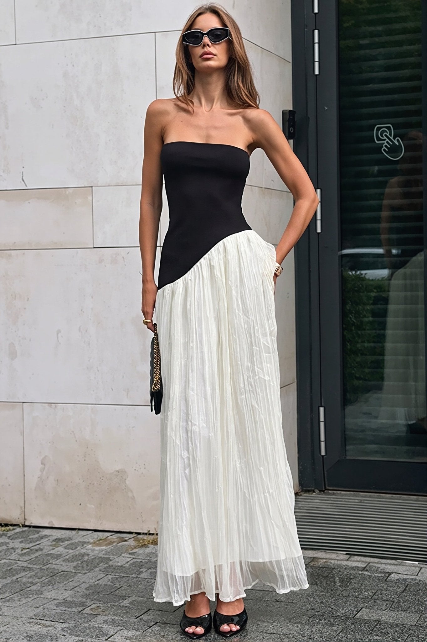 Abito lungo Tessa Contrast Irregular