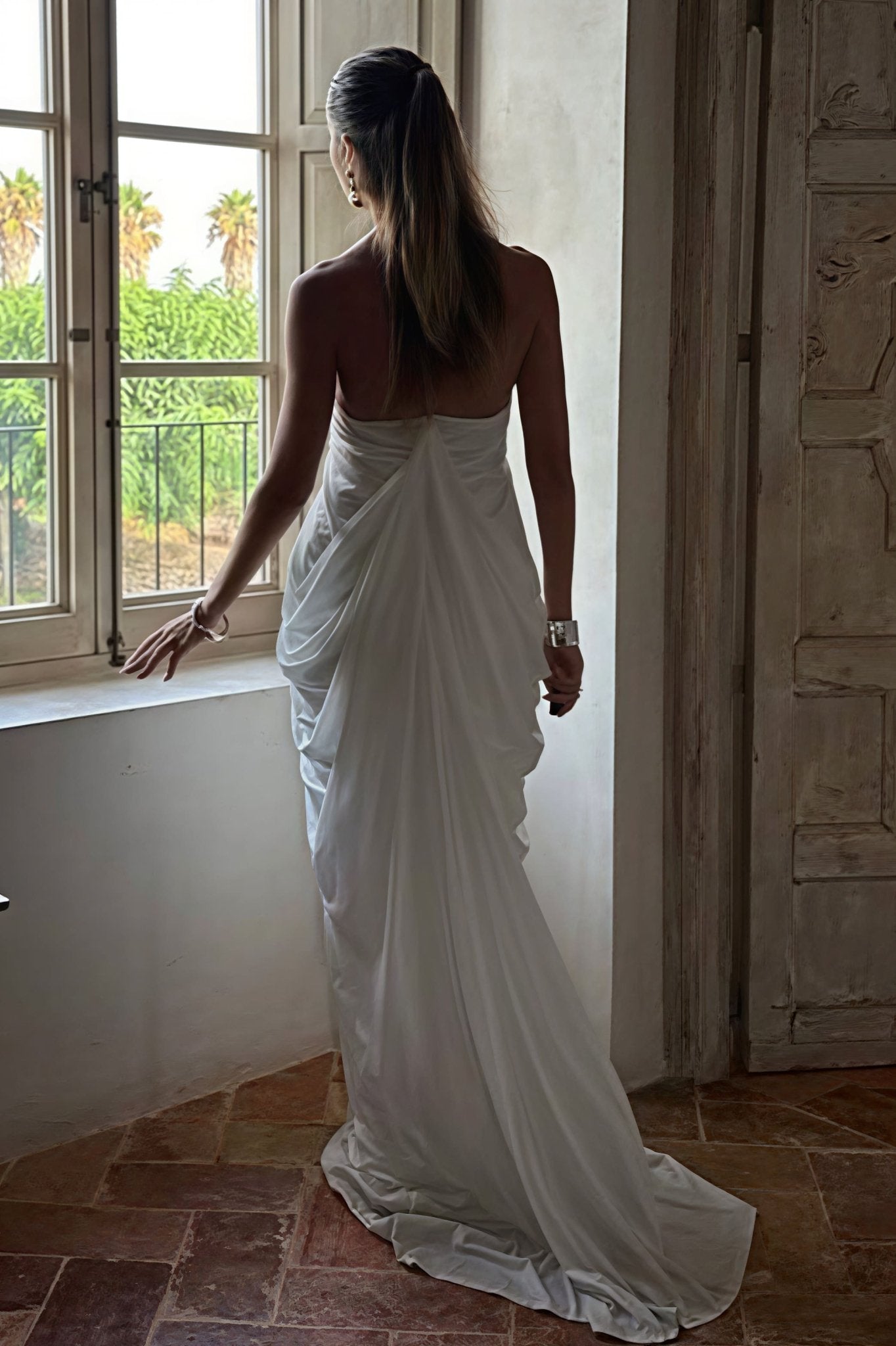 Abito maxi Celia in tulle con ruches