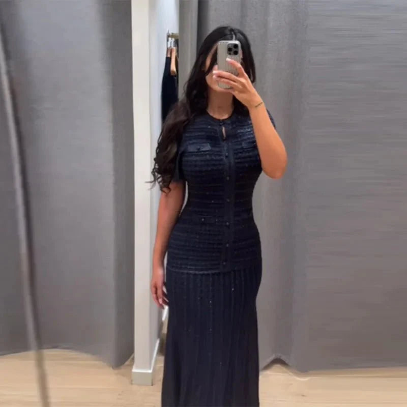 Abito maxi in maglia con paillettes Sadie