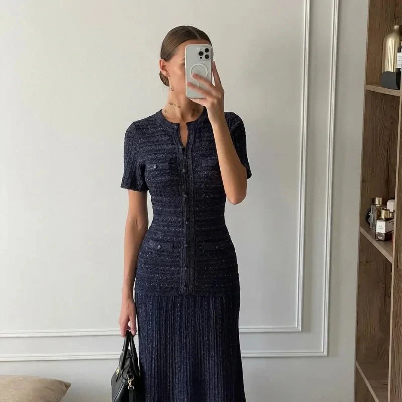 Abito maxi in maglia con paillettes Sadie