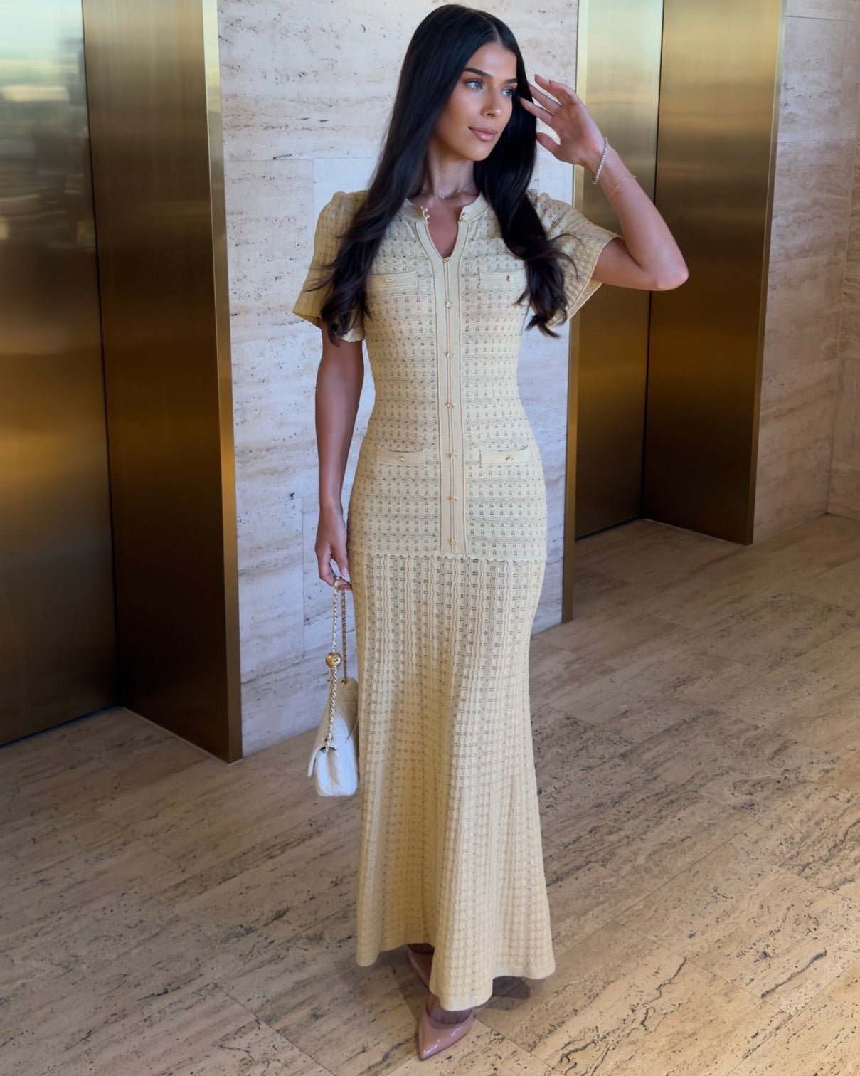 Abito maxi in maglia con paillettes Sadie