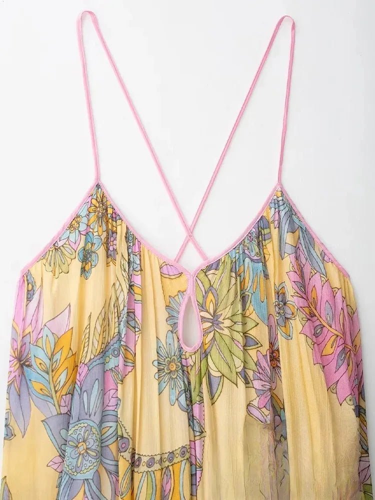 Betty abito in chiffon a stampa floreale con spalline