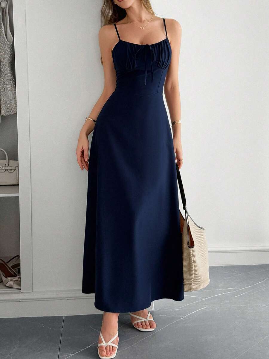 Vestito maxi Aleana con arricciatura in vita