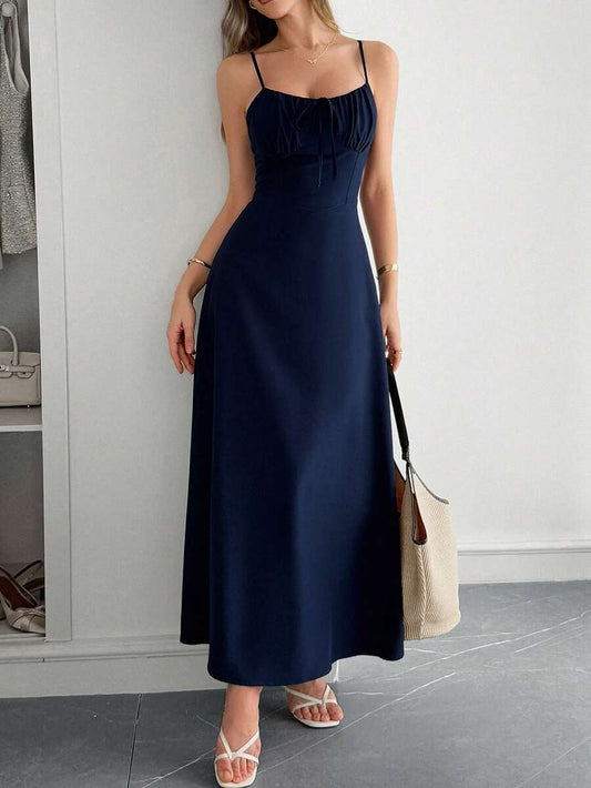 Vestito maxi Aleana con arricciatura in vita