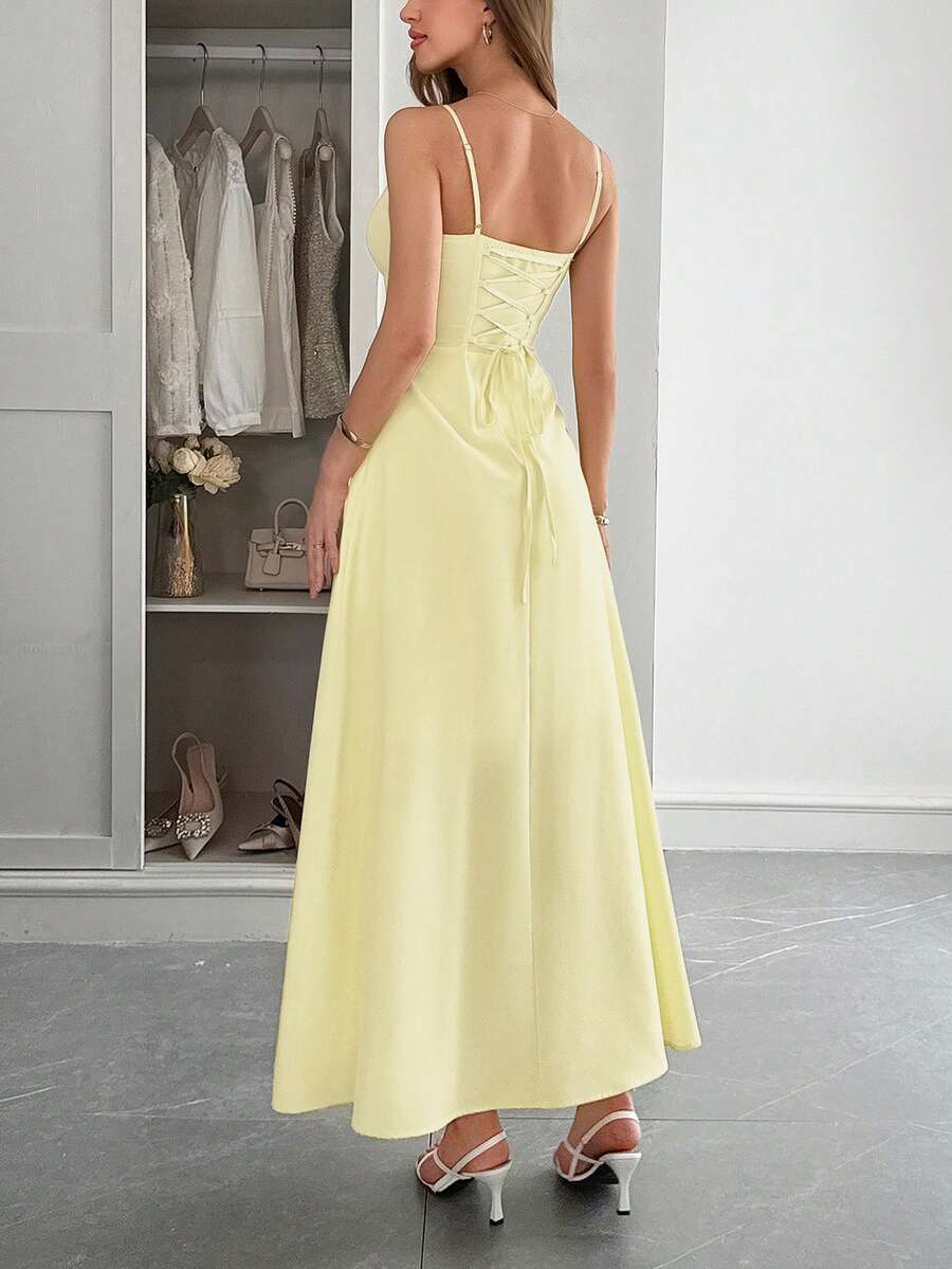 Vestito maxi Aleana con arricciatura in vita