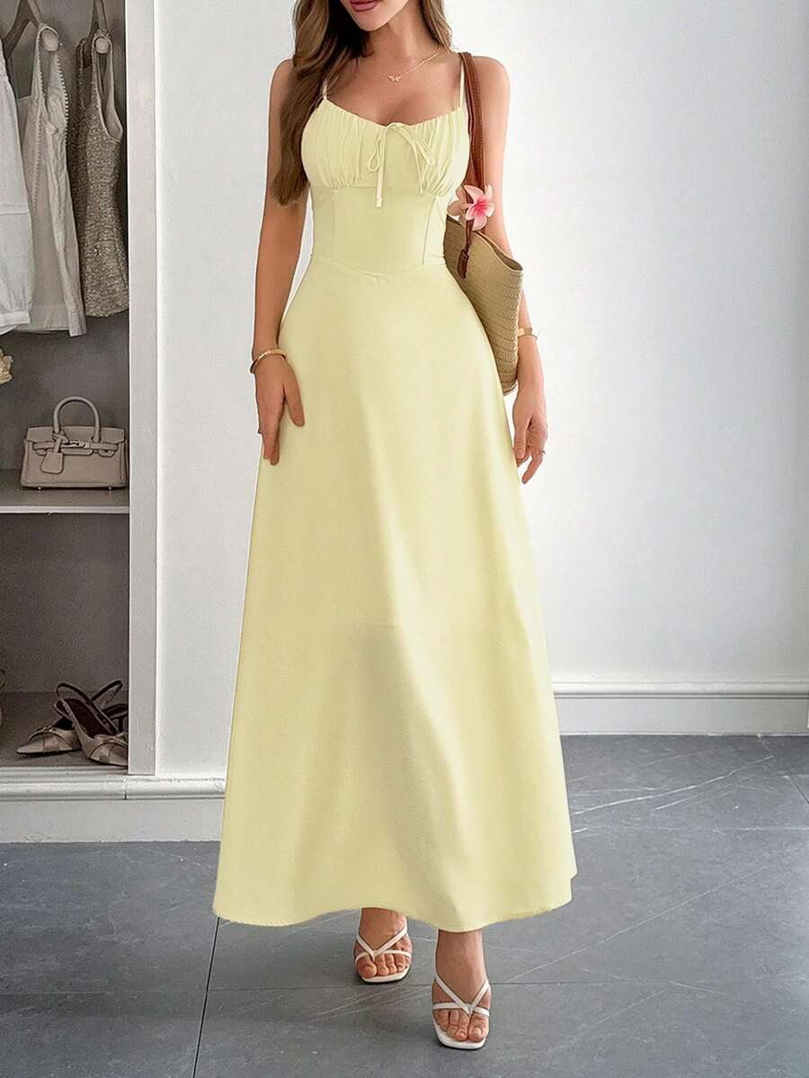 Vestito maxi Aleana con arricciatura in vita