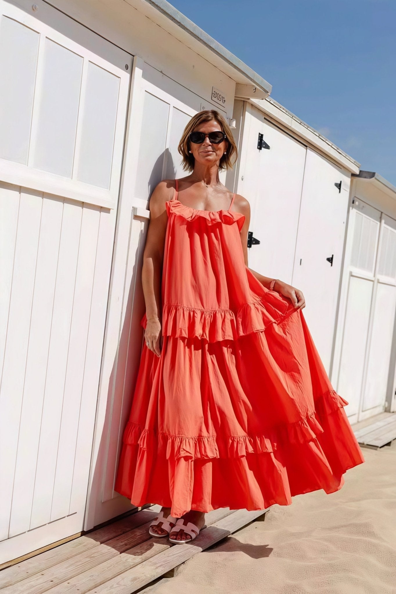 Abito maxi Sophia con orlo a balze