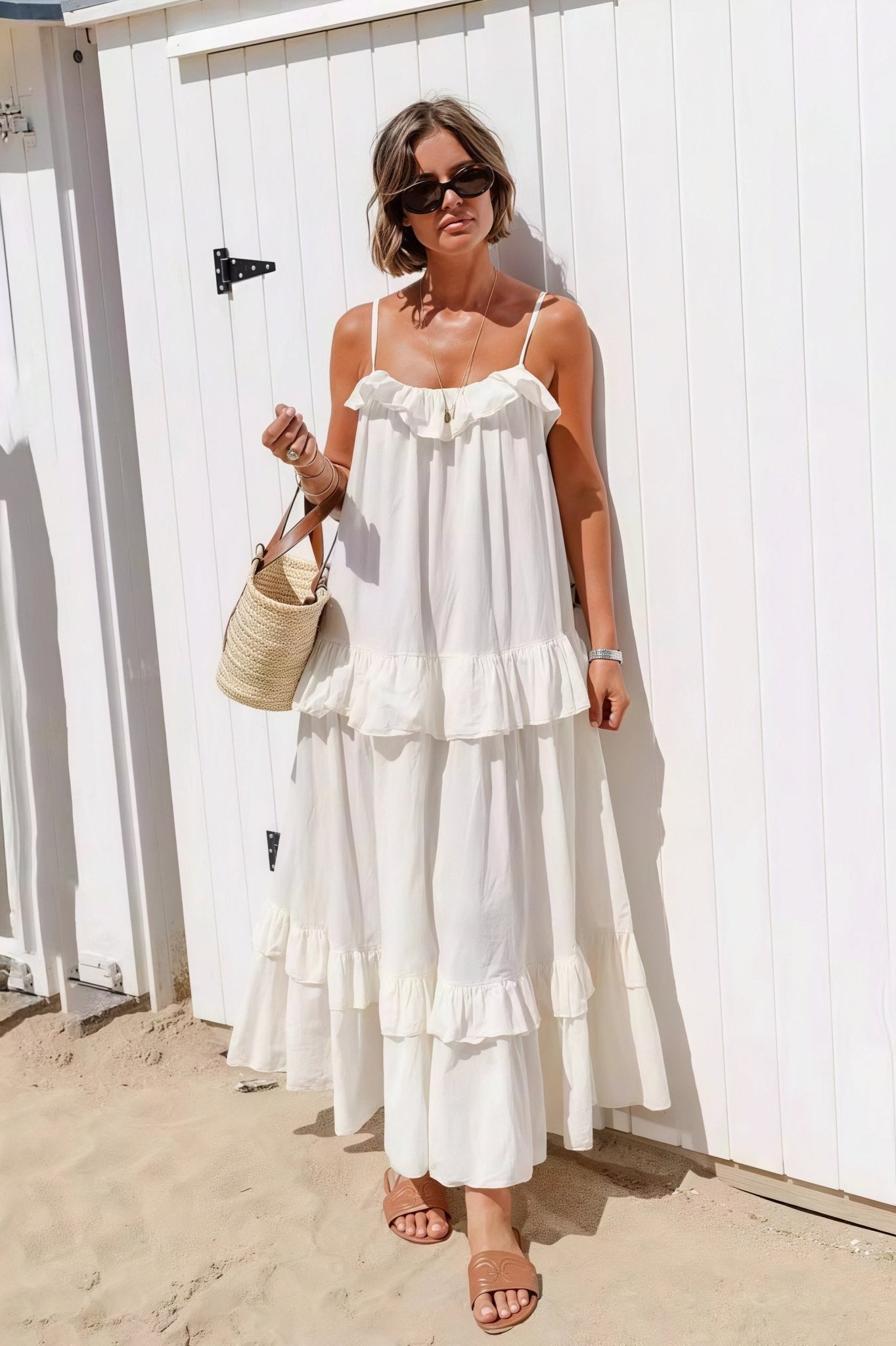 Abito maxi Sophia con orlo a balze