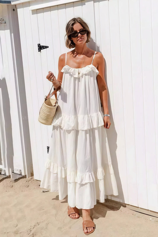 Abito maxi Sophia con orlo a balze