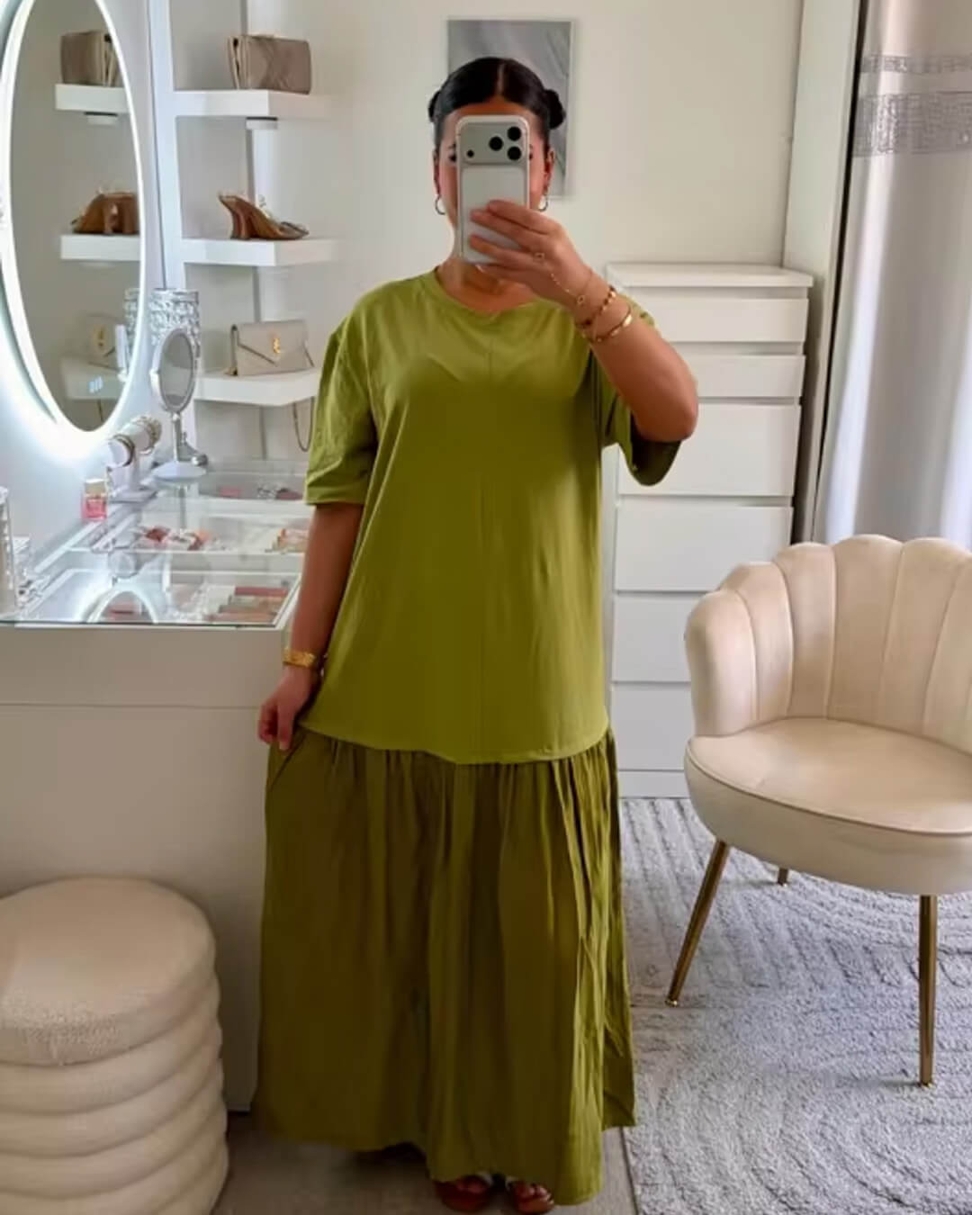Abito midi Amybeth plissé patchwork