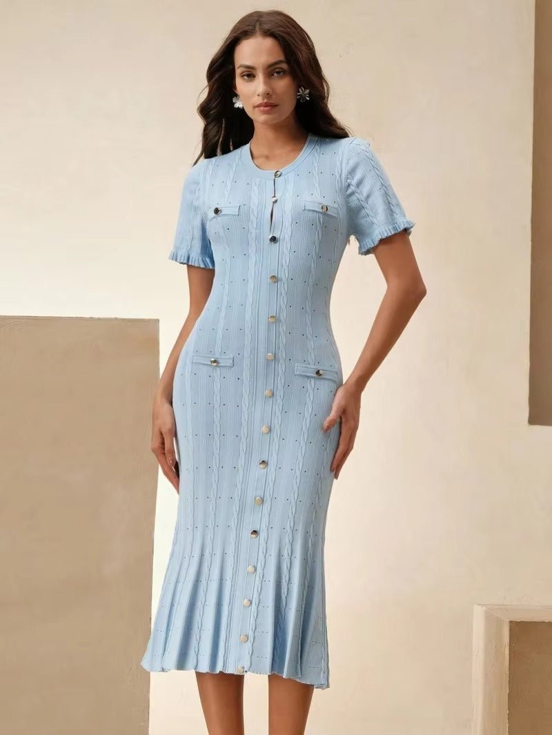 Abito midi in maglia Margot con bottoni frontali