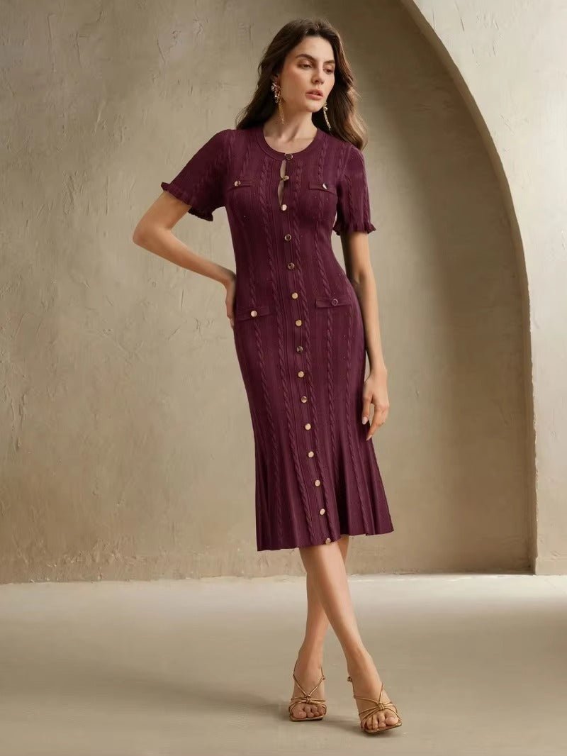Abito midi in maglia Margot con bottoni frontali