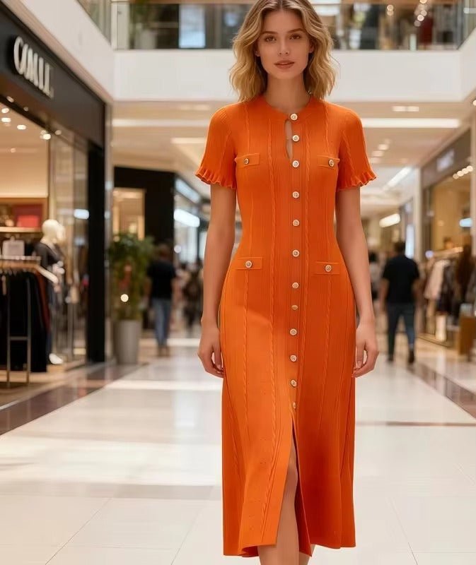 Abito midi in maglia Margot con bottoni frontali