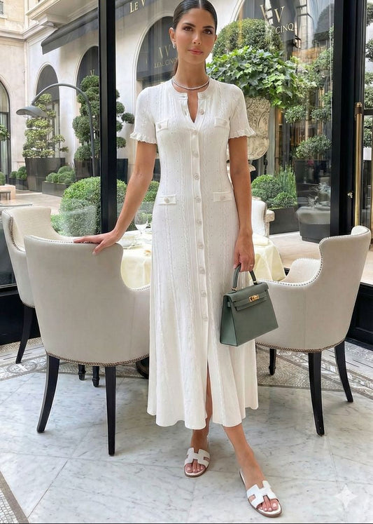 Abito midi in maglia Margot con bottoni frontali