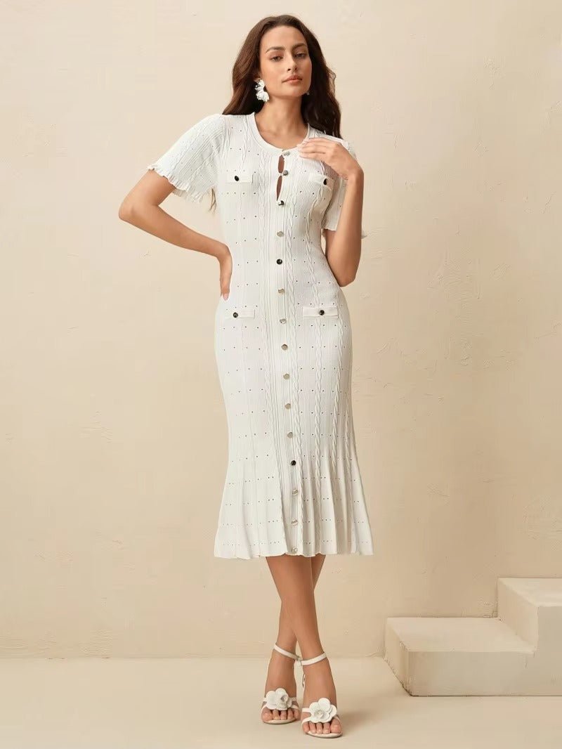 Abito midi in maglia Margot con bottoni frontali