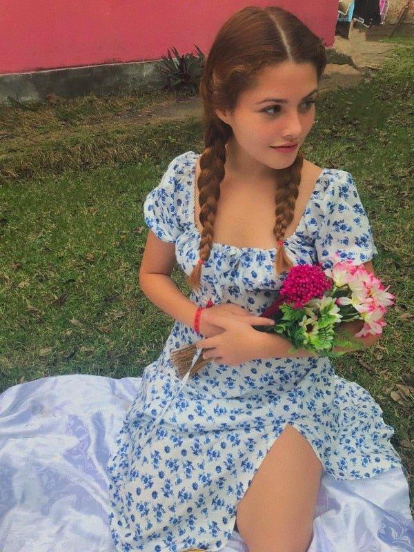 Vestito midi Arianna a maniche a sbuffo floreale [max 255]