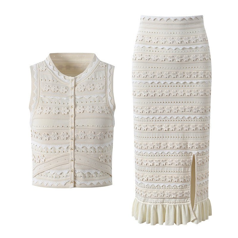 Set gilet lavorato a fiori Sophia