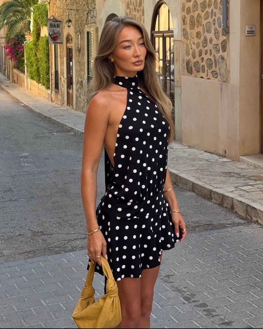 Zara minidress halter a pois con schiena scoperta