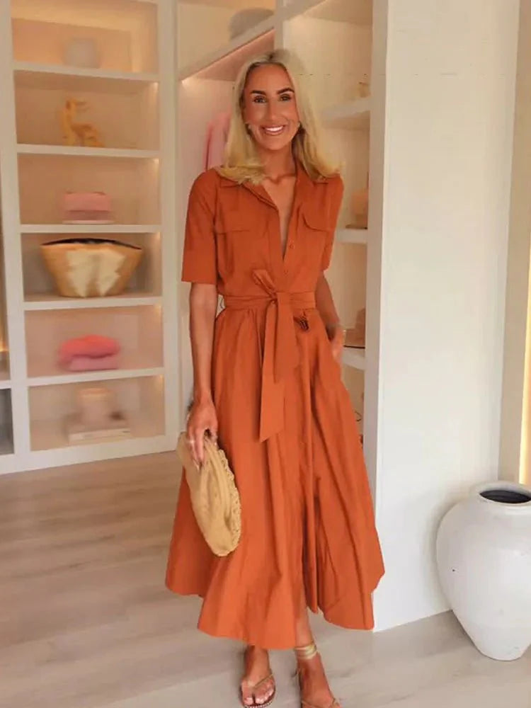 Karen shirt dress con fiocco in vita