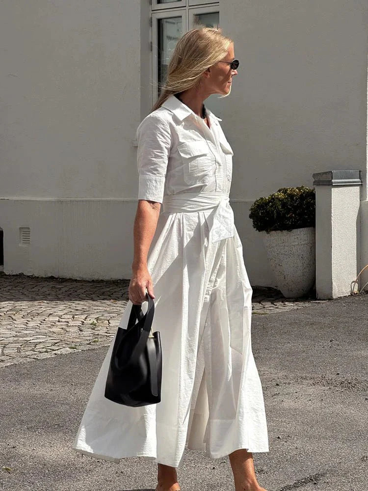 Karen shirt dress con fiocco in vita