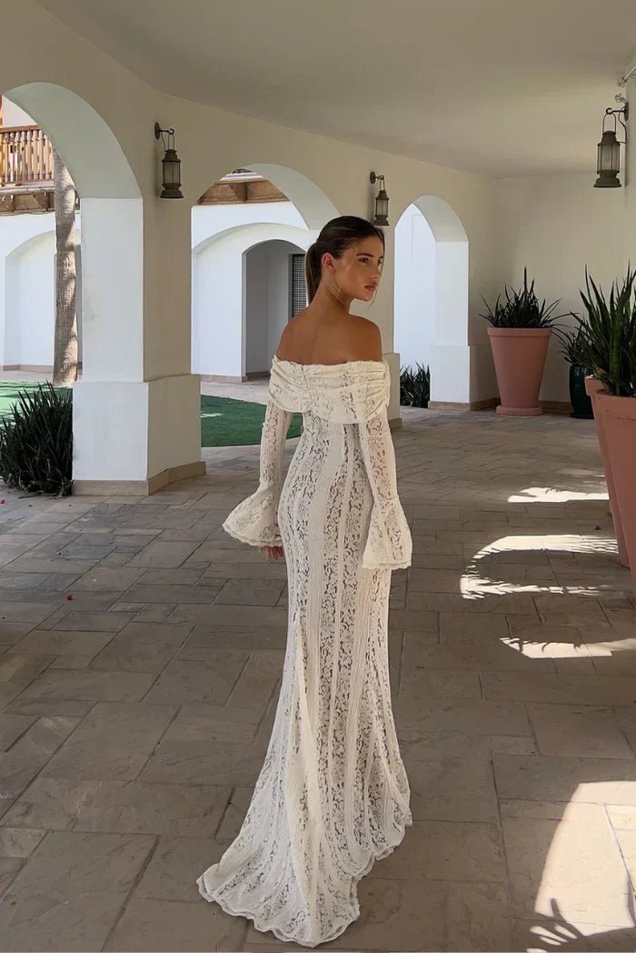 Ivy abito maxi in pizzo con spalle scoperte