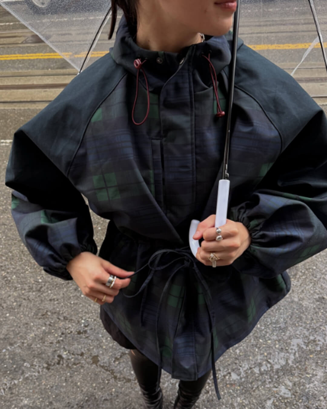 Giacca Oversize a Quadri con Lacci Linda