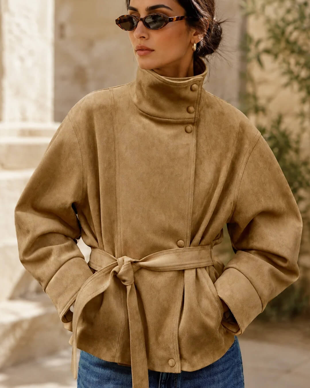 Giacca in suede Rebecca con lacci