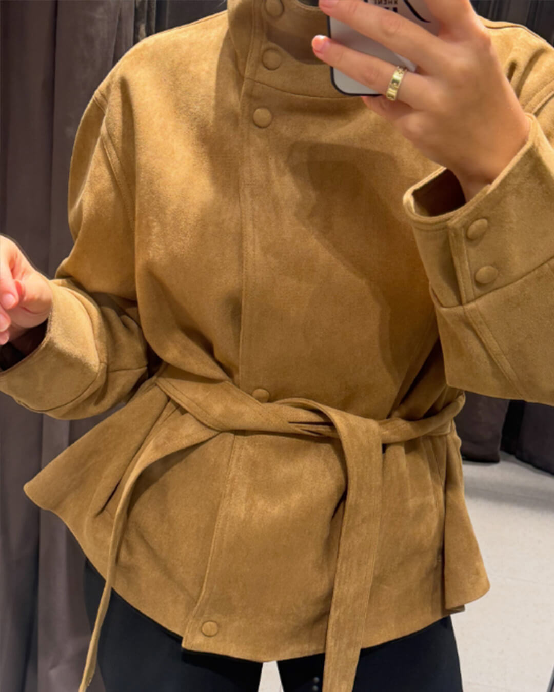 Giacca in suede Rebecca con lacci