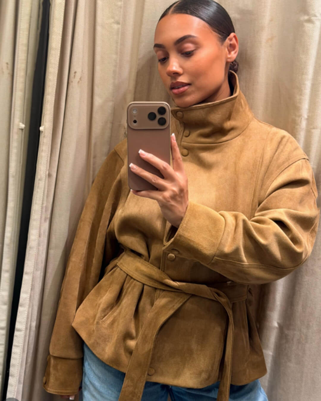 Giacca in suede Rebecca con lacci