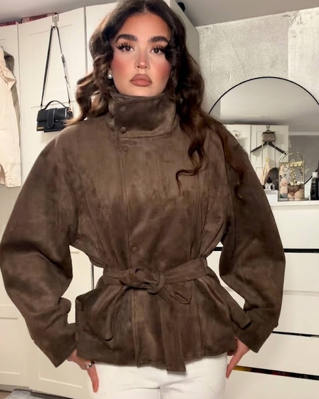 Giacca in suede Rebecca con lacci