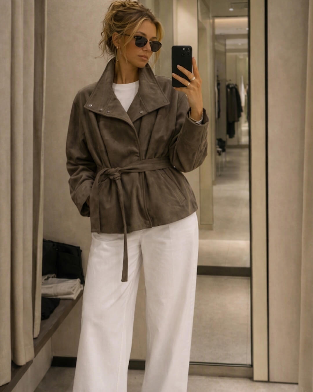 Giacca in suede Rebecca con lacci