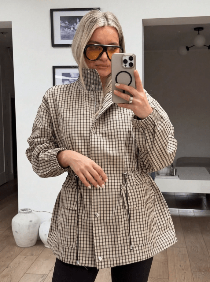 Giacca Sarah a Quadri Vintage con Vita Strutturata