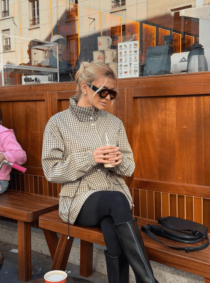 Giacca Sarah a Quadri Vintage con Vita Strutturata