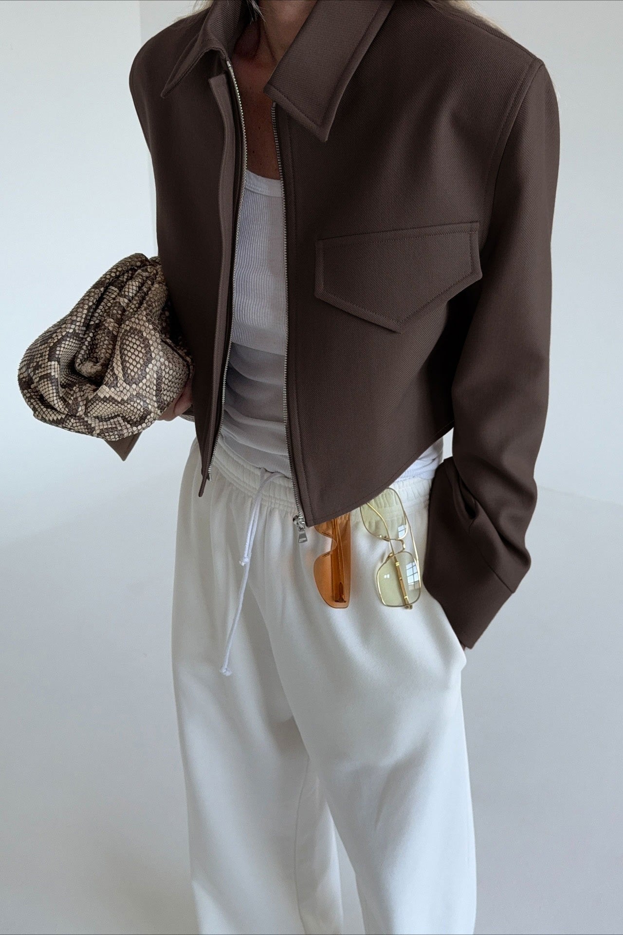 Giacca con zip Amelie marrone