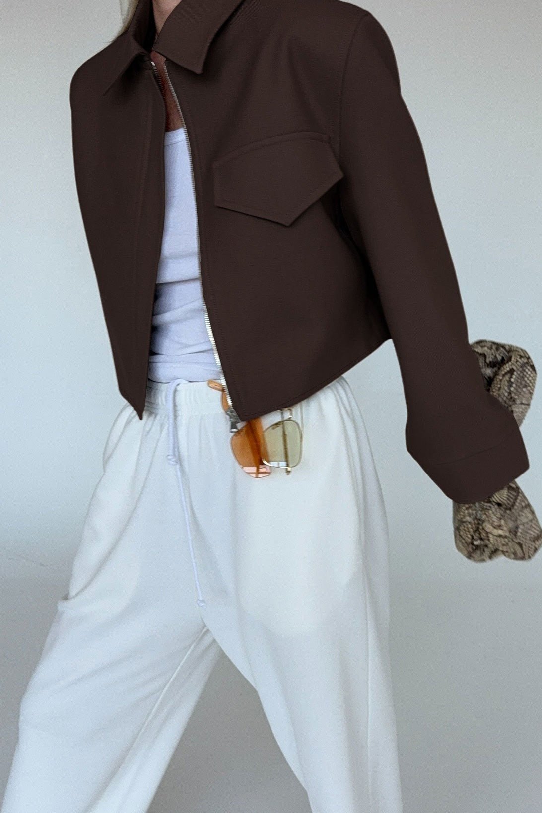 Giacca con zip Amelie marrone