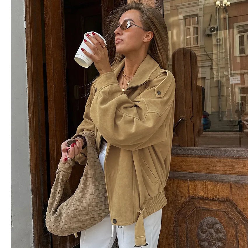 Bomber oversize in finta pelle scamosciata Erica