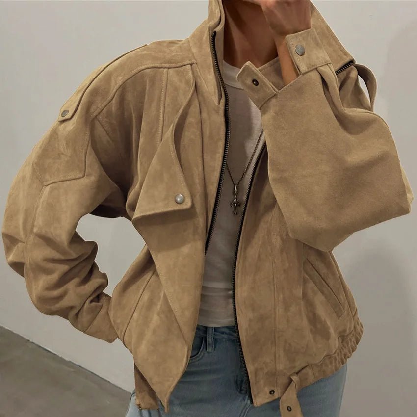 Bomber oversize in finta pelle scamosciata Erica