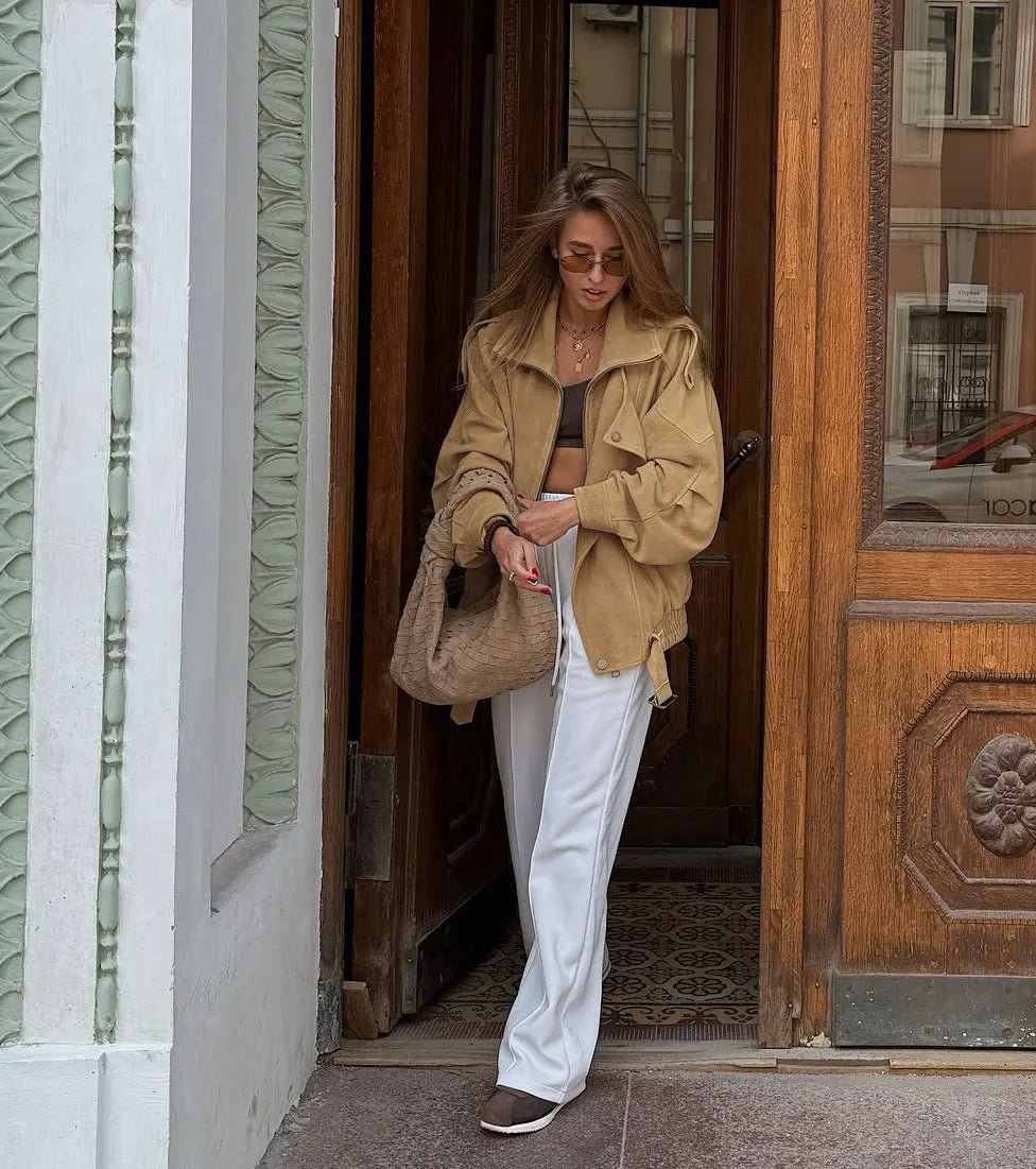 Bomber oversize in finta pelle scamosciata Erica
