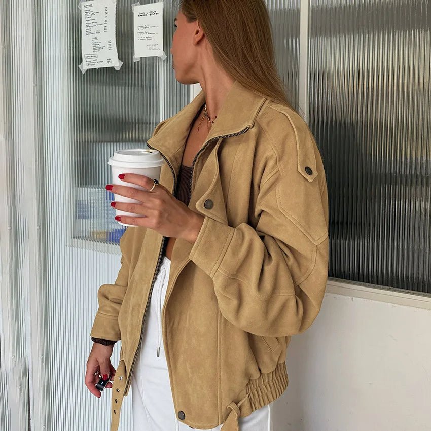 Bomber oversize in finta pelle scamosciata Erica