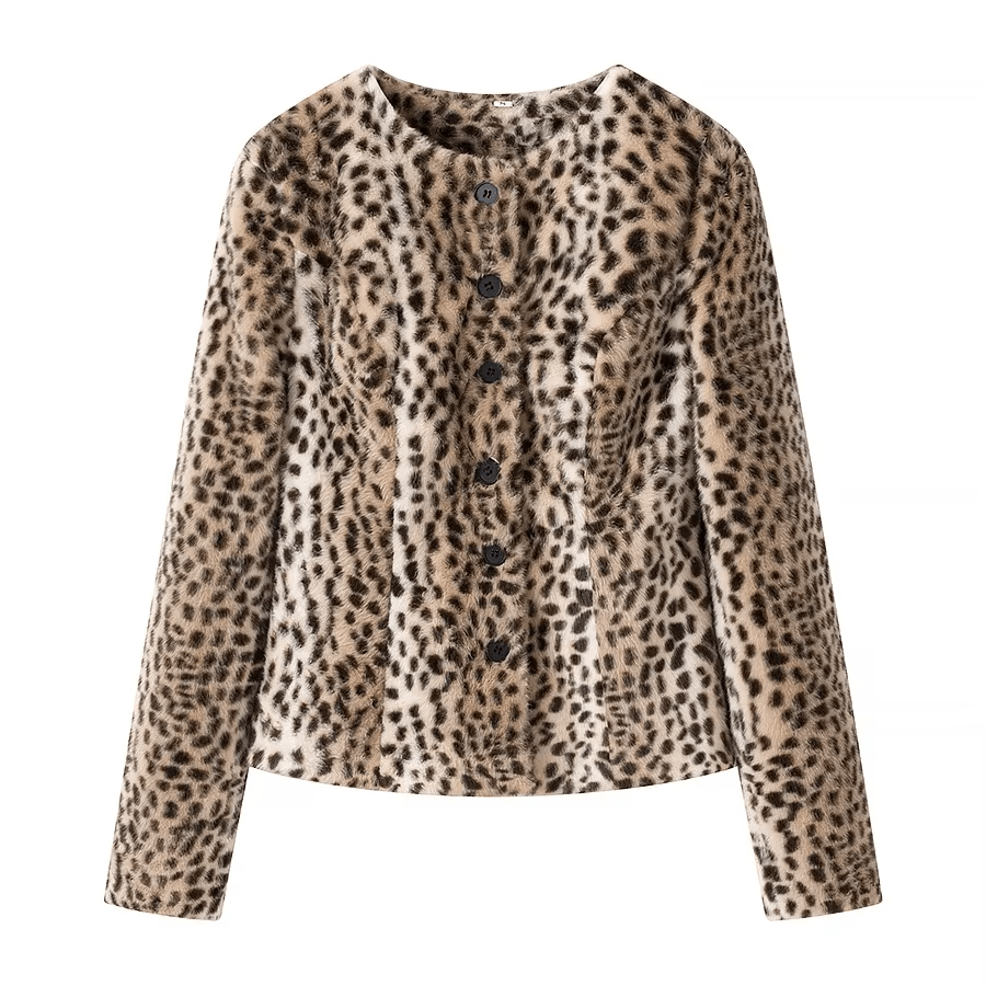 Giacca corta in eco-pelliccia leopardata Katie