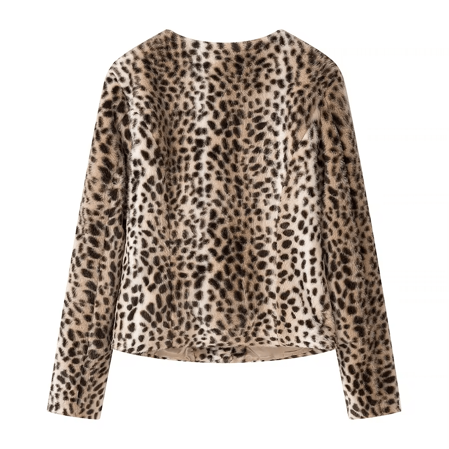 Giacca corta in eco-pelliccia leopardata Katie