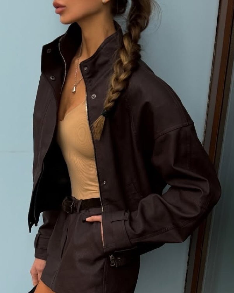 Giacca Emily in finta pelle scamosciata con zip