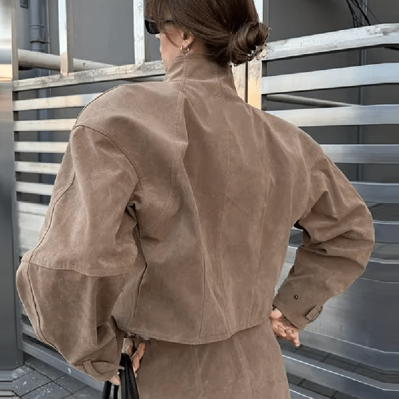 Giacca Emily in finta pelle scamosciata con zip