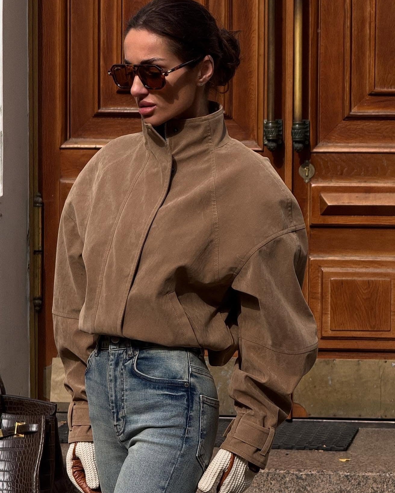 Giacca Emily in finta pelle scamosciata con zip